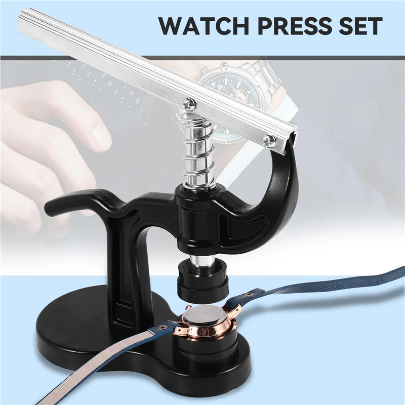 ABWR-14Pcs Watch Press Set,18Mm To 50Mm Watch Case Closer,Watch Repair Kit (Black)