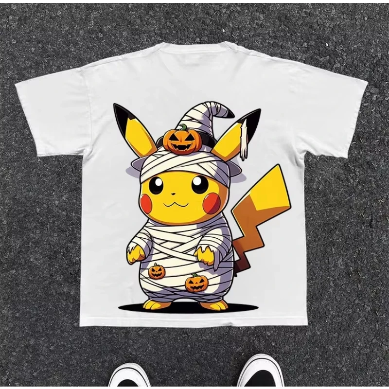 مينيسو بوكيمون بيكاتشو تي شيرتات الهالوين بأنماط متعددة للجنسين بأكمام قصيرة فضفاضة تناسب احتفالية أنيقة لملابس غير رسمية #2