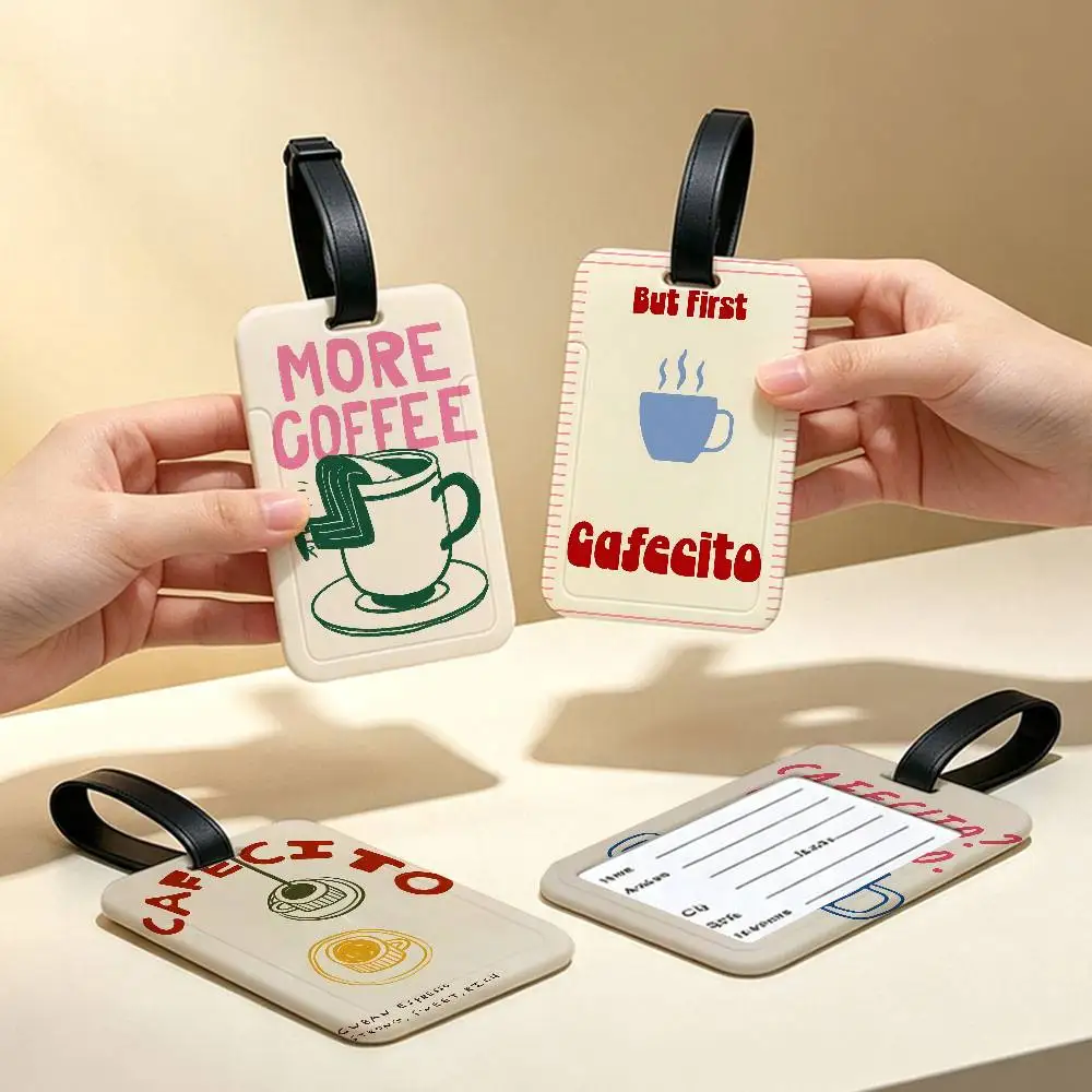 But First Cafecito Waterproof Information Card Sleeve PVC Luggage Tag Anti lost Identifier For Suitcase Handbag