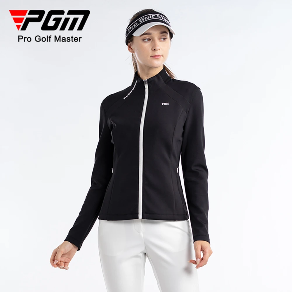 PGM Female Windproof Golf Jackets Ladies Waterproof Golf Outwear Full Zipper Windbreaker Long-sleeved Warm Coat Women Tops S-XL