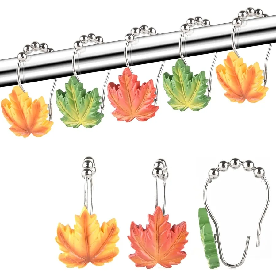 

Кленовый лист, крючки для занавесок для душа, кольца, декоративные крючки для душа, подкладка для занавески для душа, катящиеся шарики, защита от Rt, душ для душа