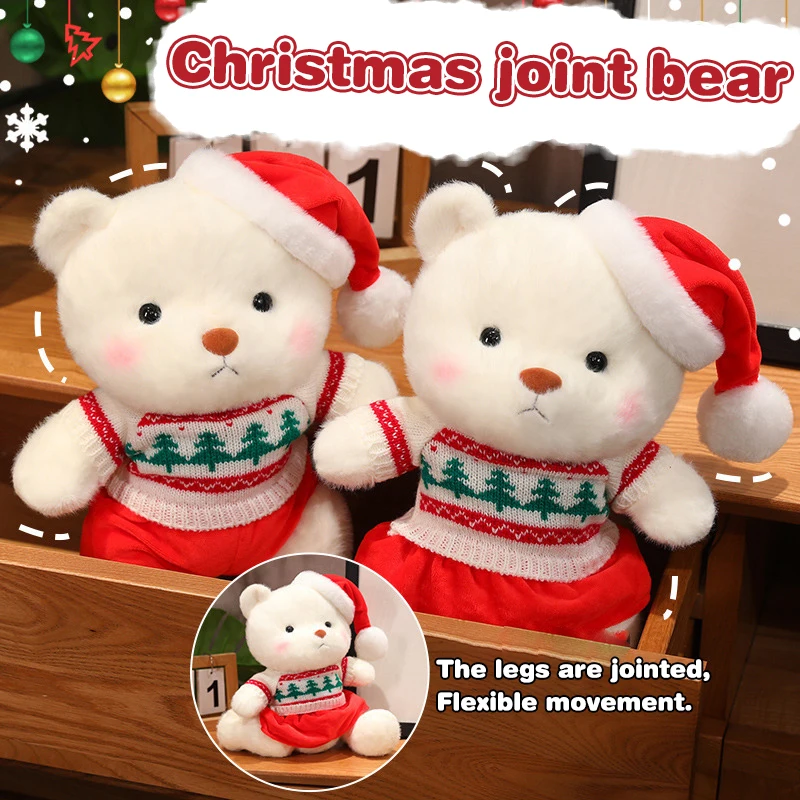 Simpatico cartone animato maglione di Natale orso giocattolo decorazione della casa di Natale giocattoli per bambini Kawaii divertente orso bambola giocattoli regali di Natale