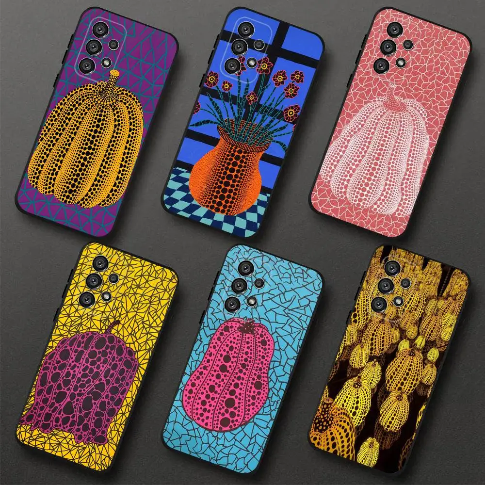 

Pumpkin Yayoi Kusama Phone Case For Samsung S 25,24,23,22,30,21,10,9,Ultra,Plus,Lite,FE,4,5G Black Soft Case