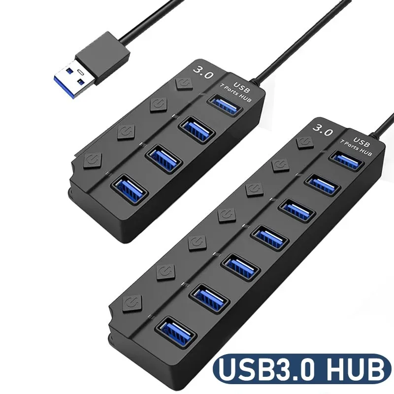 4/7 Port Multi USB Power Adapter USB 3.0 Splitter Hub USB Hub 2.0 USB Multiple Expander Switch Cable Hub Docking Stations