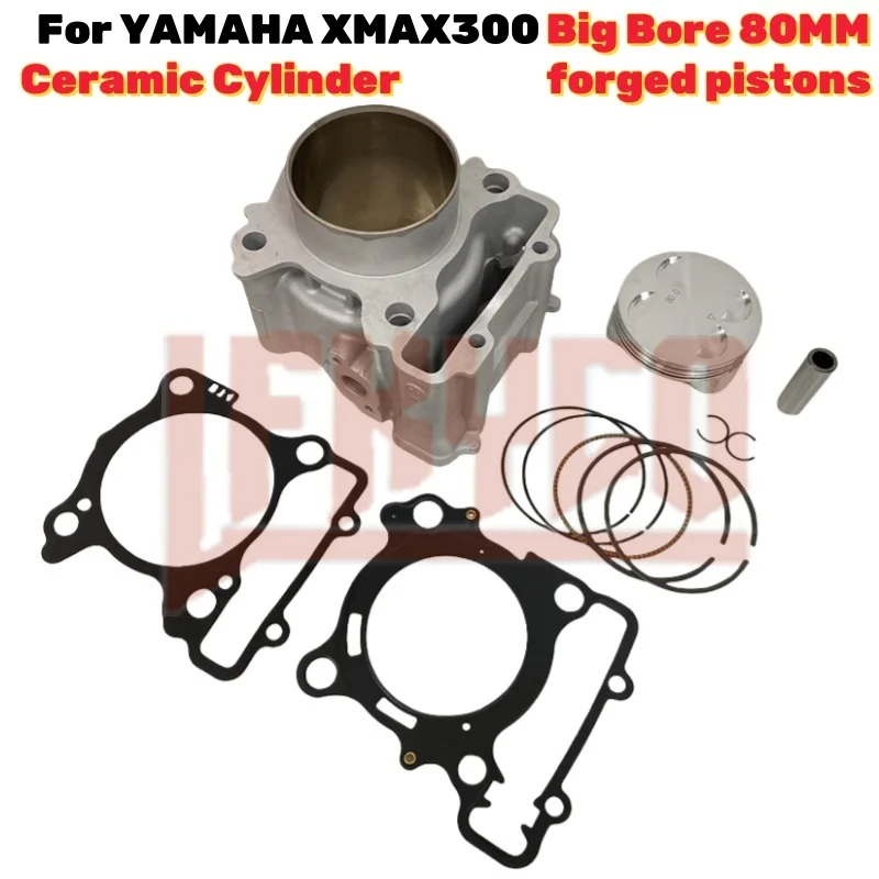 

Motorcycle Engine Cylinder 80mm Big Bore Kit Motor for Yamaha X-MAX300 ABS CZD300 MWD300 TRICITY B74E131100 Bit to 392cc Scooter