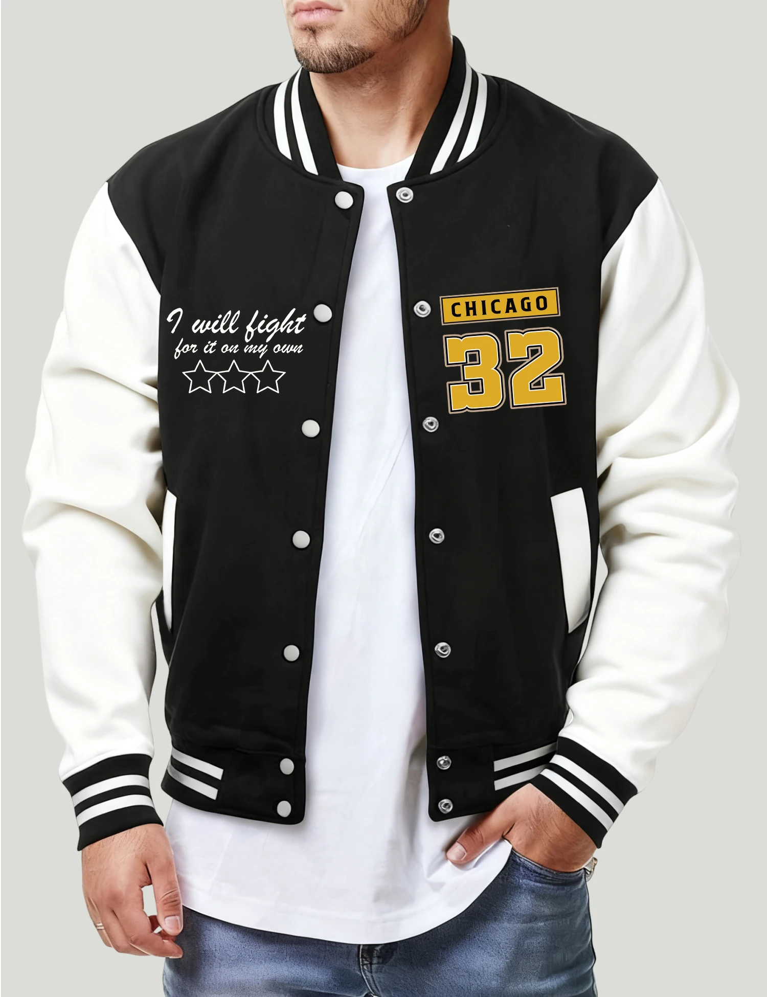 

I Will Be Right Chicago 32 Print Man Jacket Autumn Fleece Clothes Casual Comfortable Baseball Jersey Unisex Loose Sportswear
