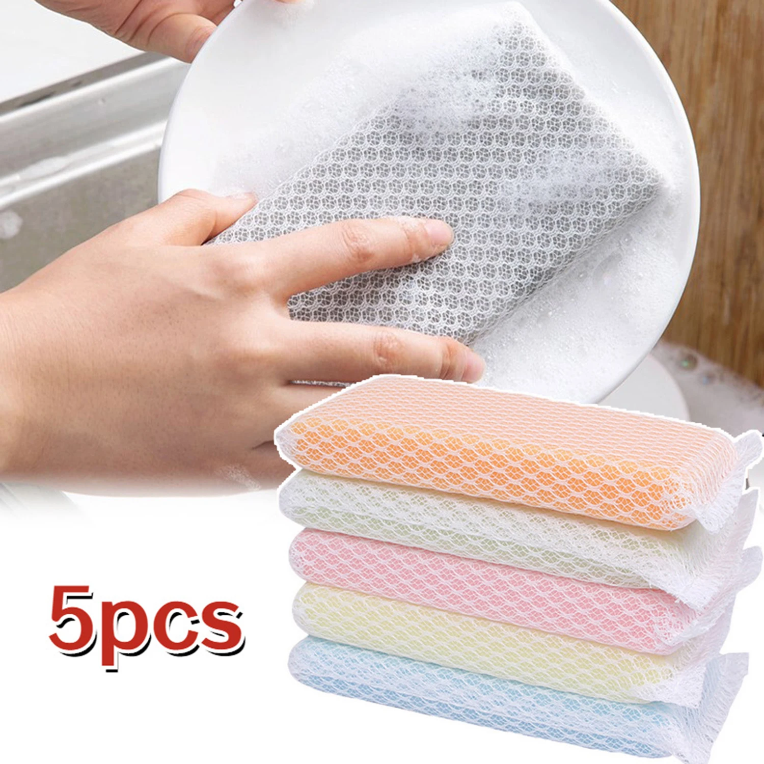 Kitchen Cleaning Sponge Wipe Household Sponge Wipe With Mesh Kitchen Cleaner Specific Dishwashing Sponge Bowl Washing Supplies