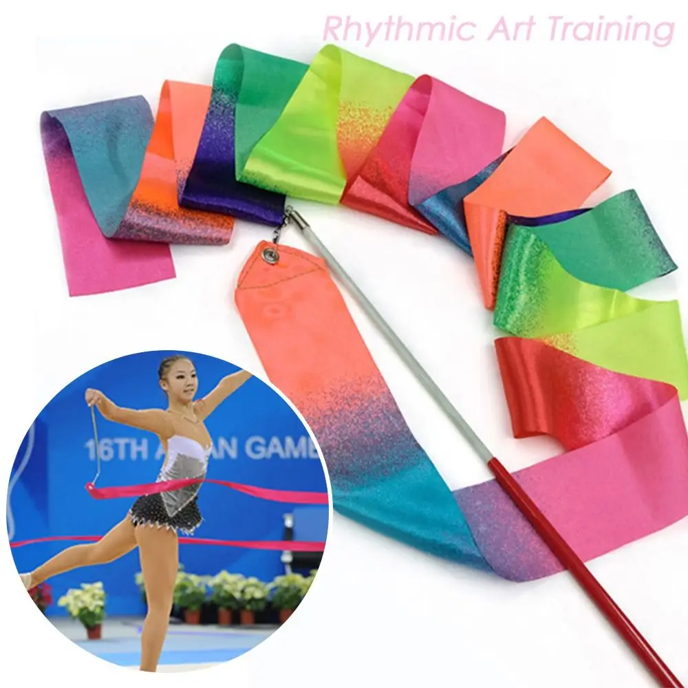 2M Gymnastics Ribbon Ballet Streamer Dance Ribbon Rhythmic Art Training Colorful Gym Ribbons Artistic Gymnastics Ribbon