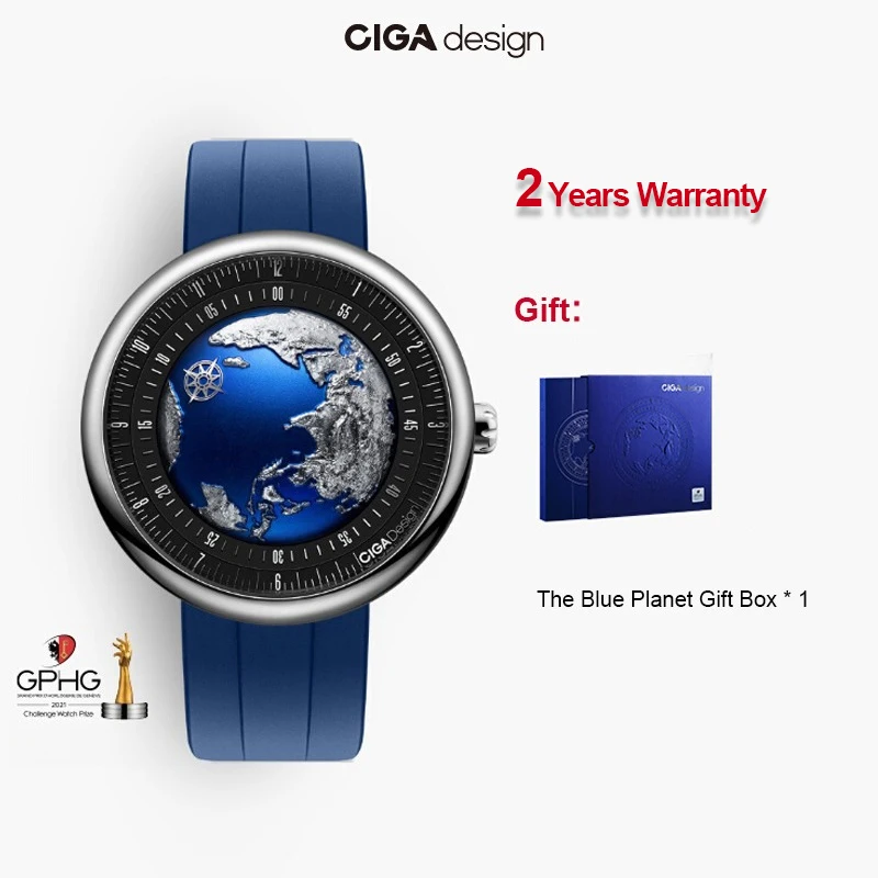

CIGA Design Series U Blue Planet II Светящиеся механические часы с автоматическим механизмом Мужские часы 2025 Мужские наручные часы