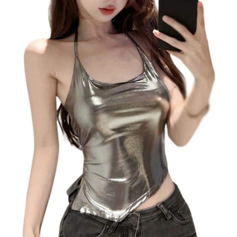 

Women's Tie Back Halter Crop Top Sexy Sleeveless Tie Back Camisole Casual Workout Tank Tops
