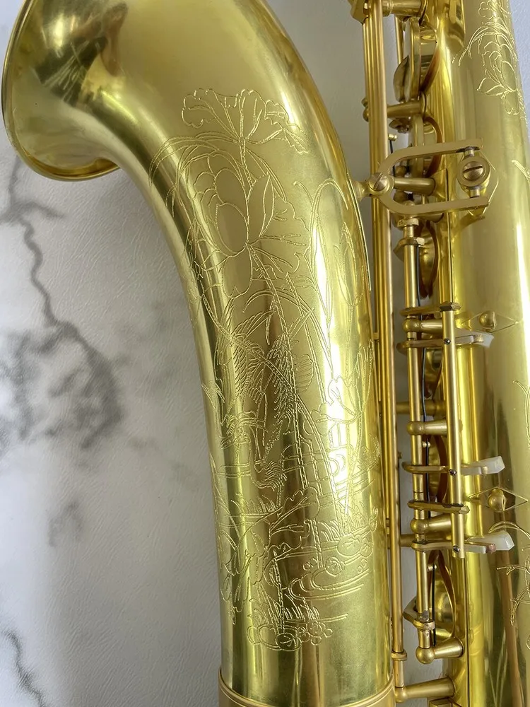

New Raw brass Tenor Saxophone Unlacquer SAX blue Lightning Case 2025
