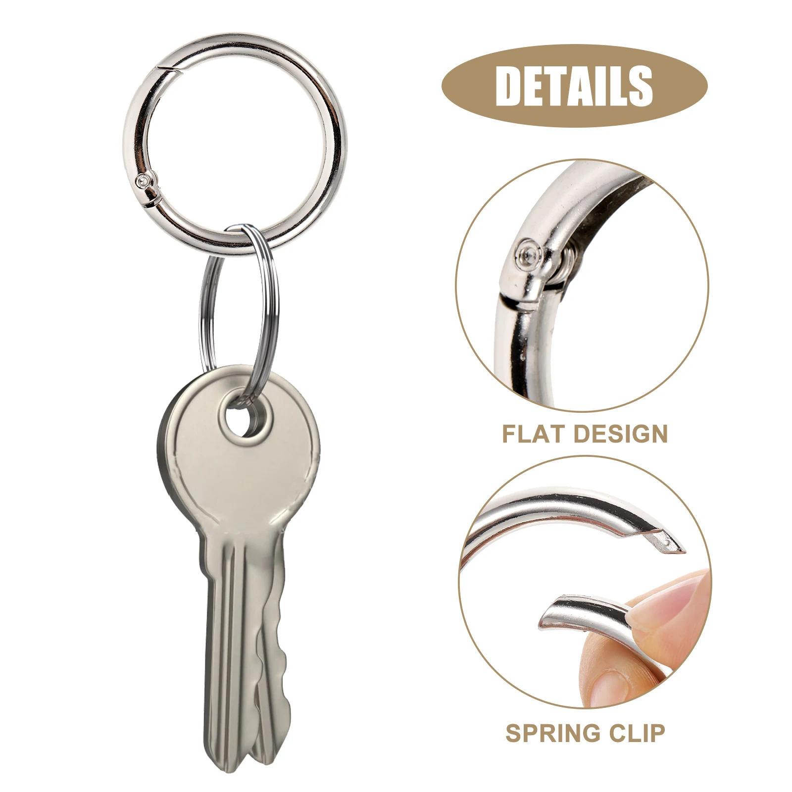 

10 Pcs Alloy Spring Buckle Key Rings Small Split Keychains Flat Design Portable Metal Retro Style Craft Hardware