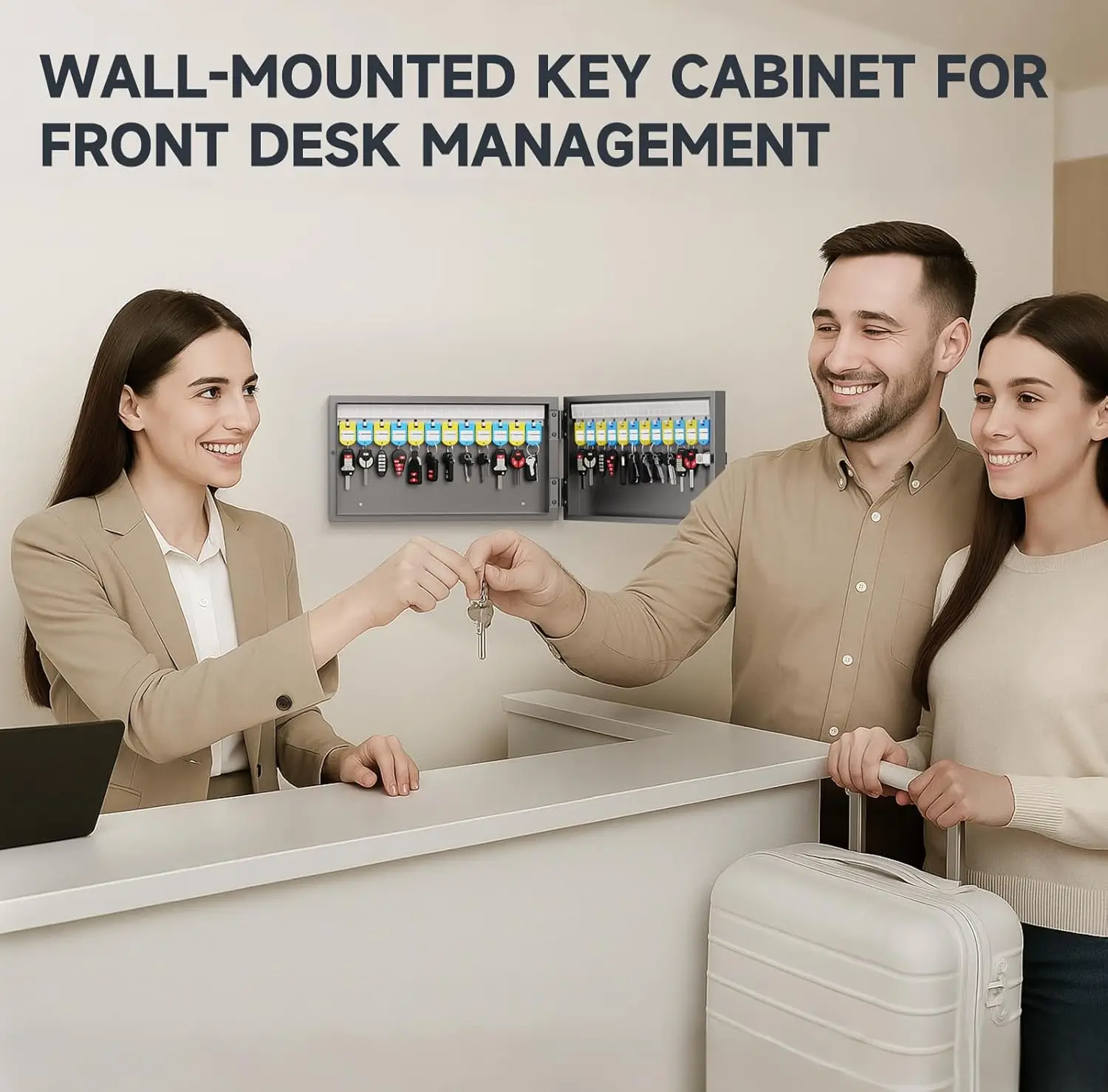 24-Key Cabinet Organizer,Key Lock Box&Safe Security Storage Holder for Valets,Hotels,Car&House Keys,Keeper Box