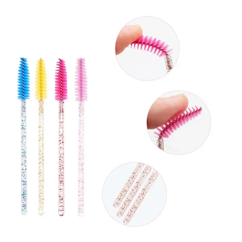 Escova descartável para cílios de cristal, 50-200 peças, pente, sobrancelhas, espiral colorida, varinhas, pincéis, maquiagem, aplicadores de beleza, ferramentas