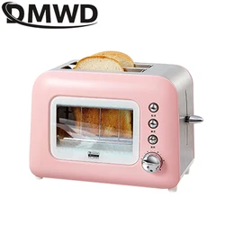 DMWD Automatic Toaster 2-Slice Breakfast Sandwich Maker Baking Cooking Tool Fast Heating Bread Toaster Household Breakfast Maker