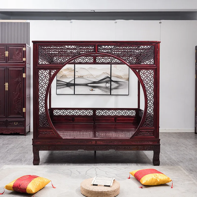 

Solid wood shelf bed Ming and Qing classical flower double hole Thousand workers pull out Chinese style