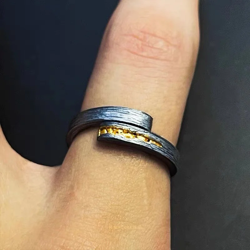 Persönlichkeit Daumen Ring männlicher Schmuck Öffnung Gold schwarz Kollision Männer s925 Ring Silber Hand dekoration