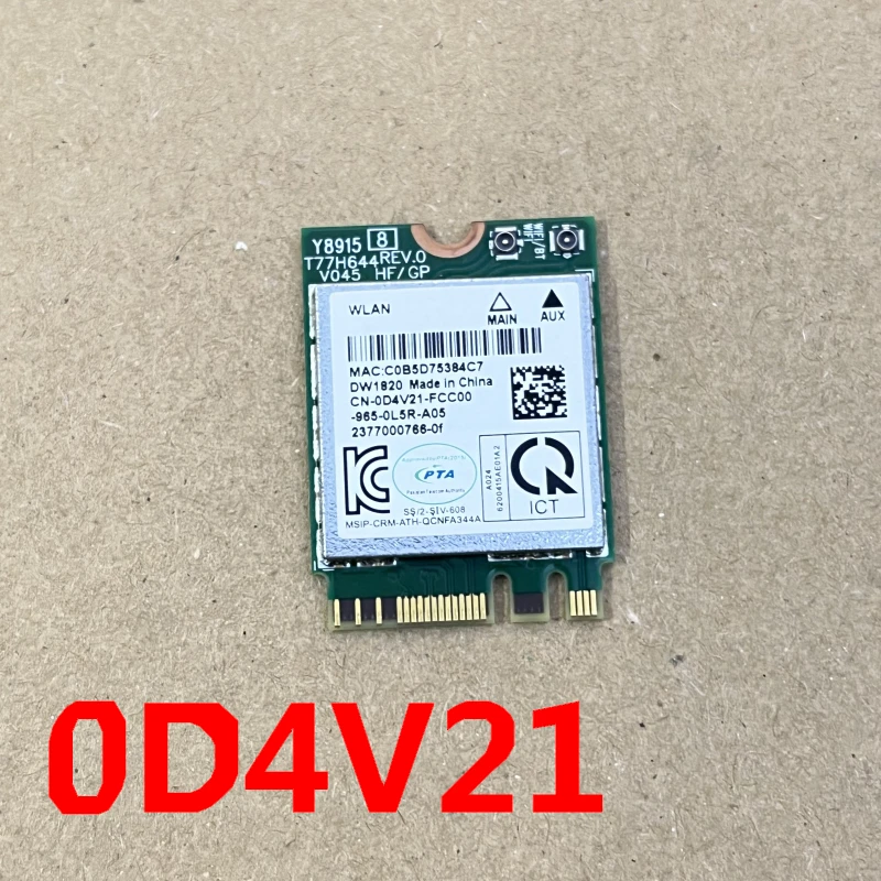 0D4V21 QCNFA344A QCA61X4A For DELL XPS 15-9550 9560 9570 13-9350 9365 Laptop bluetooth WI-FI Wireless module DW1820