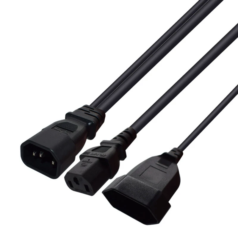 

A49T Y Type Splitter Power Cord,Iec320 3 Pin C14 to Male C13+2 Hole Eu 4.0mm Female Socket Ac Power Cord