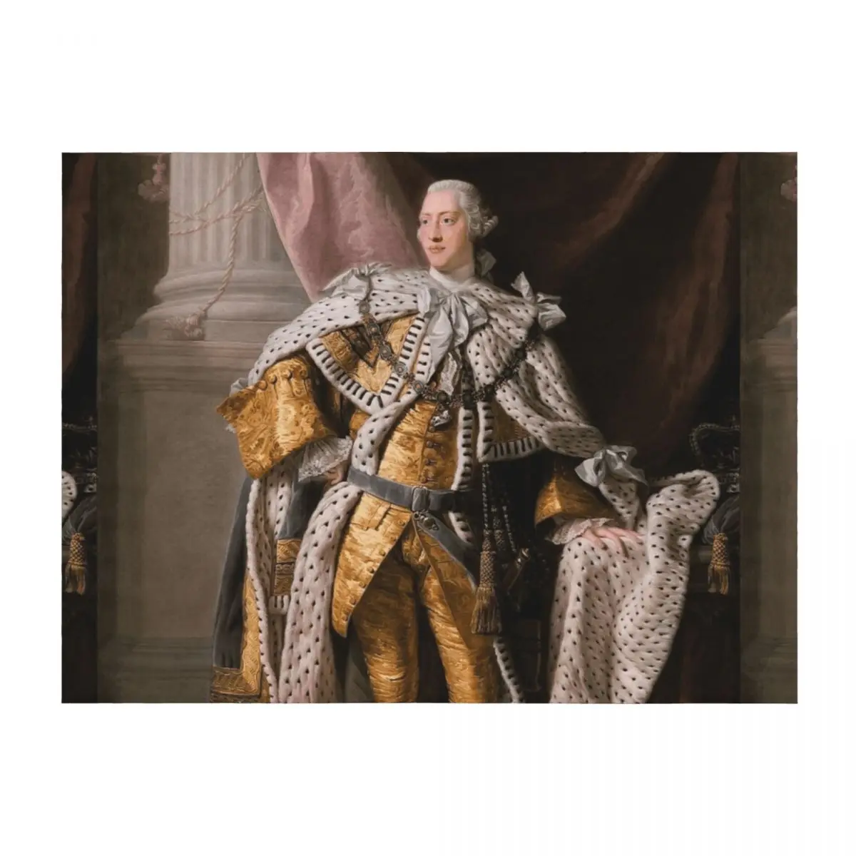 

King George III in coronation robes - Allan Ramsay Throw Blanket Fashion Sofas Quilt bed plaid sofa bed Blankets