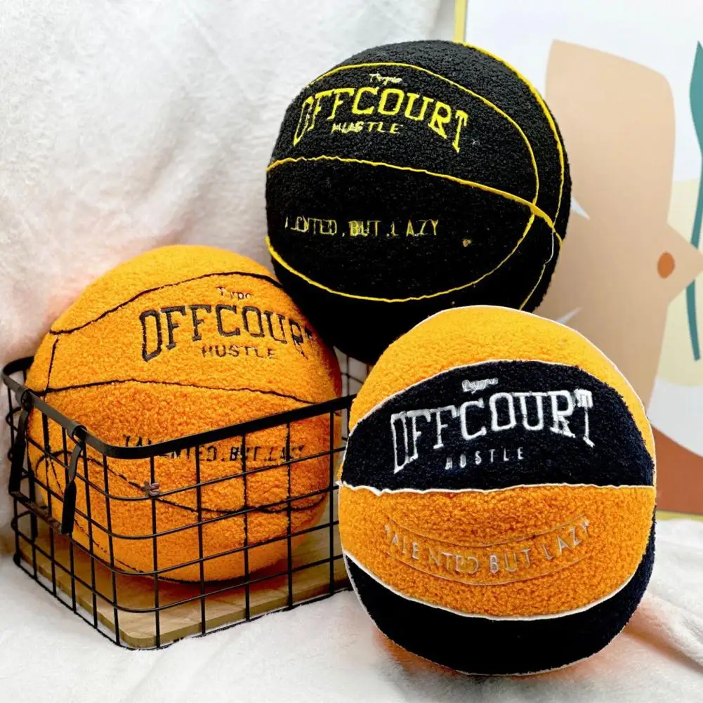 Basketball Shaped Pillow Basketball Plush Pillow Super Soft Fluffy Basketball Plush Toy Wear Resistant Stuffed for Kids