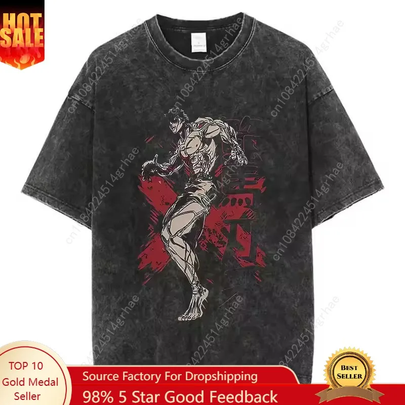 

Anime Baki printed casual fashion loose T-shirt made of pure cotton high-quality short-sleeved style