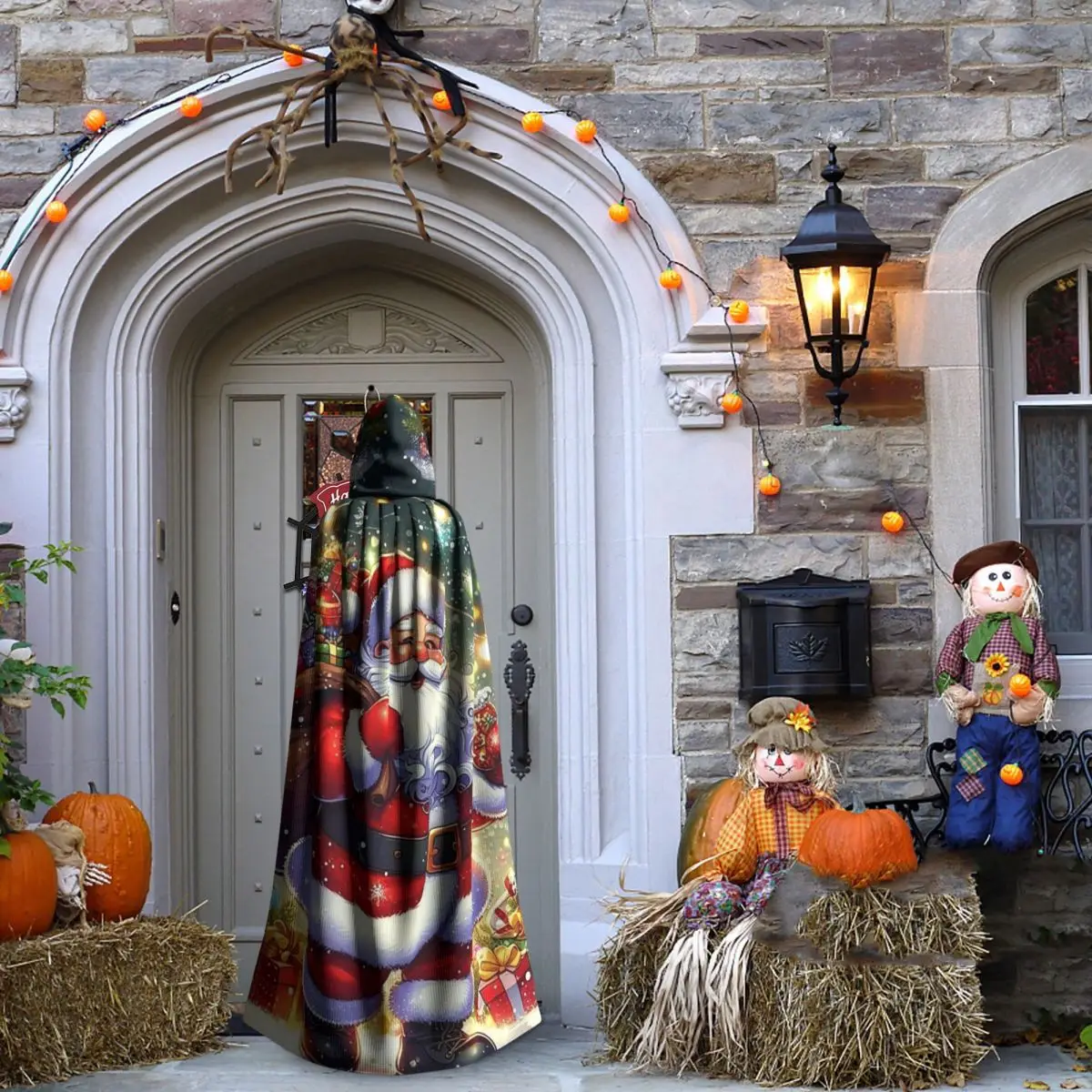 クリスマスの日 クリスマス サンタクロース ロングフード付きマント 魔女 中世コスチューム コスプレケープ ハロウィンヴァンパイア 大人用 ユニセックス