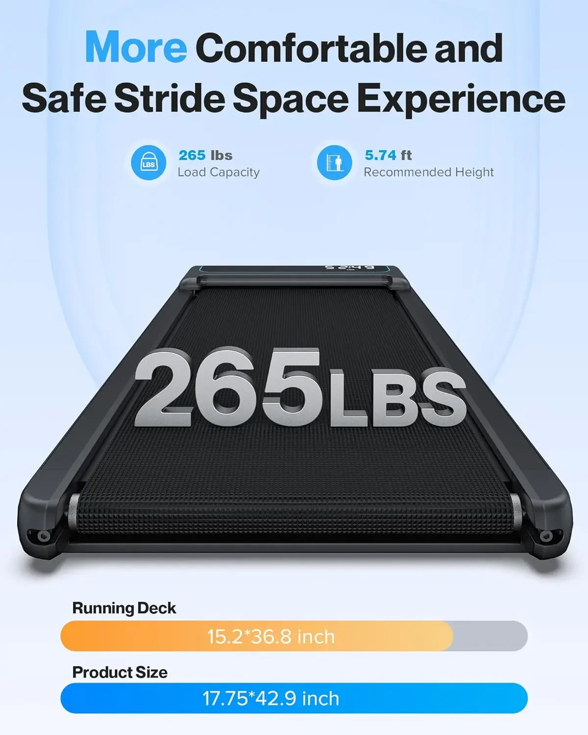 وسادة المشي المائلة 10%، 3 حصان، 4 ميجا في الساعة/7.6 ميجا في الساعة، سعة 265/350 رطل، منطقة تشغيل واسعة، عملية هادئة للاستخدام المنزلي #6