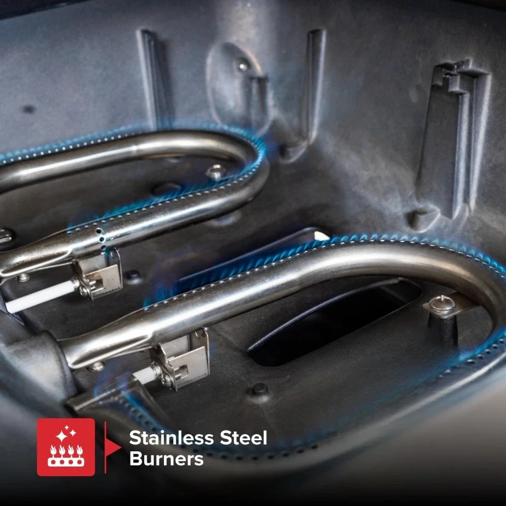 Combo de grelha e grelha a gás portátil 2 em 1 com 2 queimadores pequenos com 263 quadrados no espaço de cozinha, alças fáceis de levantar, ferramentas externas de 13.500 BTU.