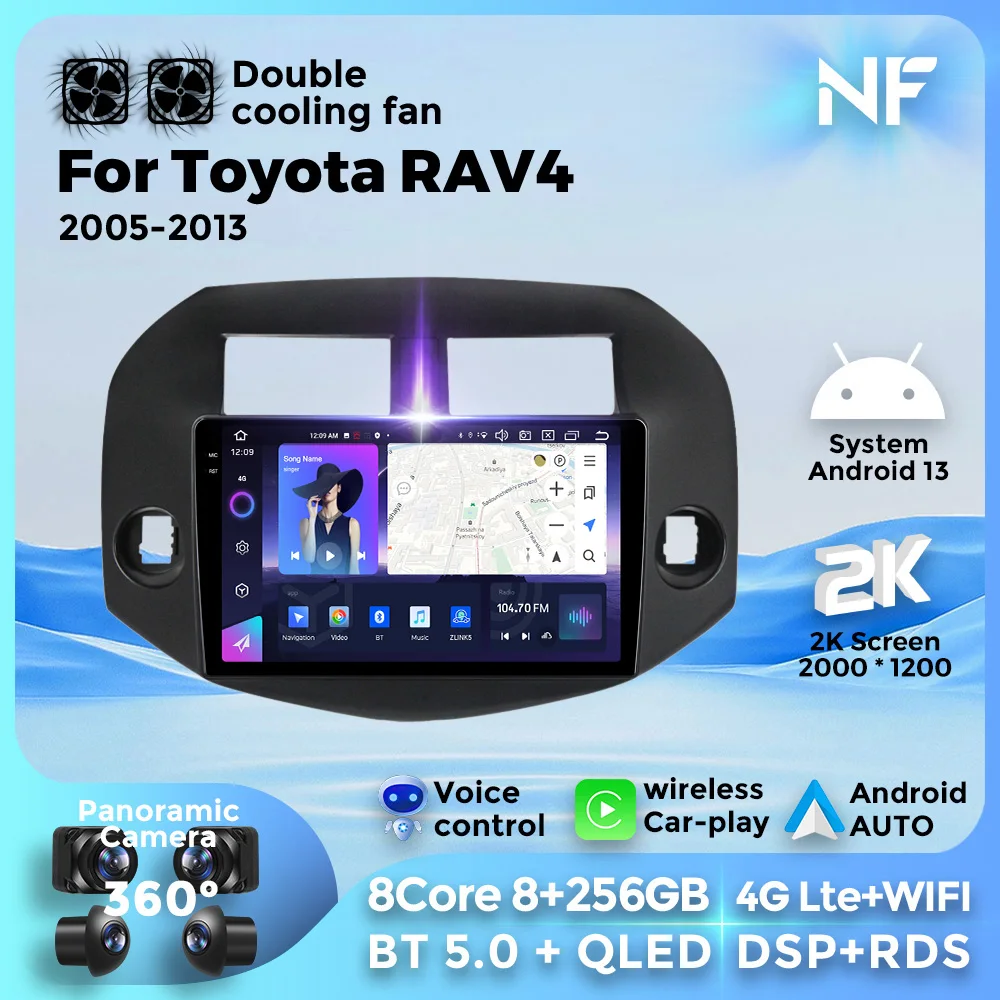 

Car Radio for Toyota RAV4 3 XA30 2005-2013 Android 13 Multimedia Video Player Navigation GPS For Carplay Auto DSP 4G WIFI BT5.0