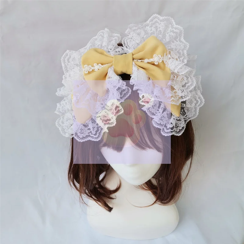 Lolita Retro Style Big Lace Bow Headband, Elegant Lace Craft, Comfortable Hair Hoop, Cute Cosplay Headdress, Hair Accessory