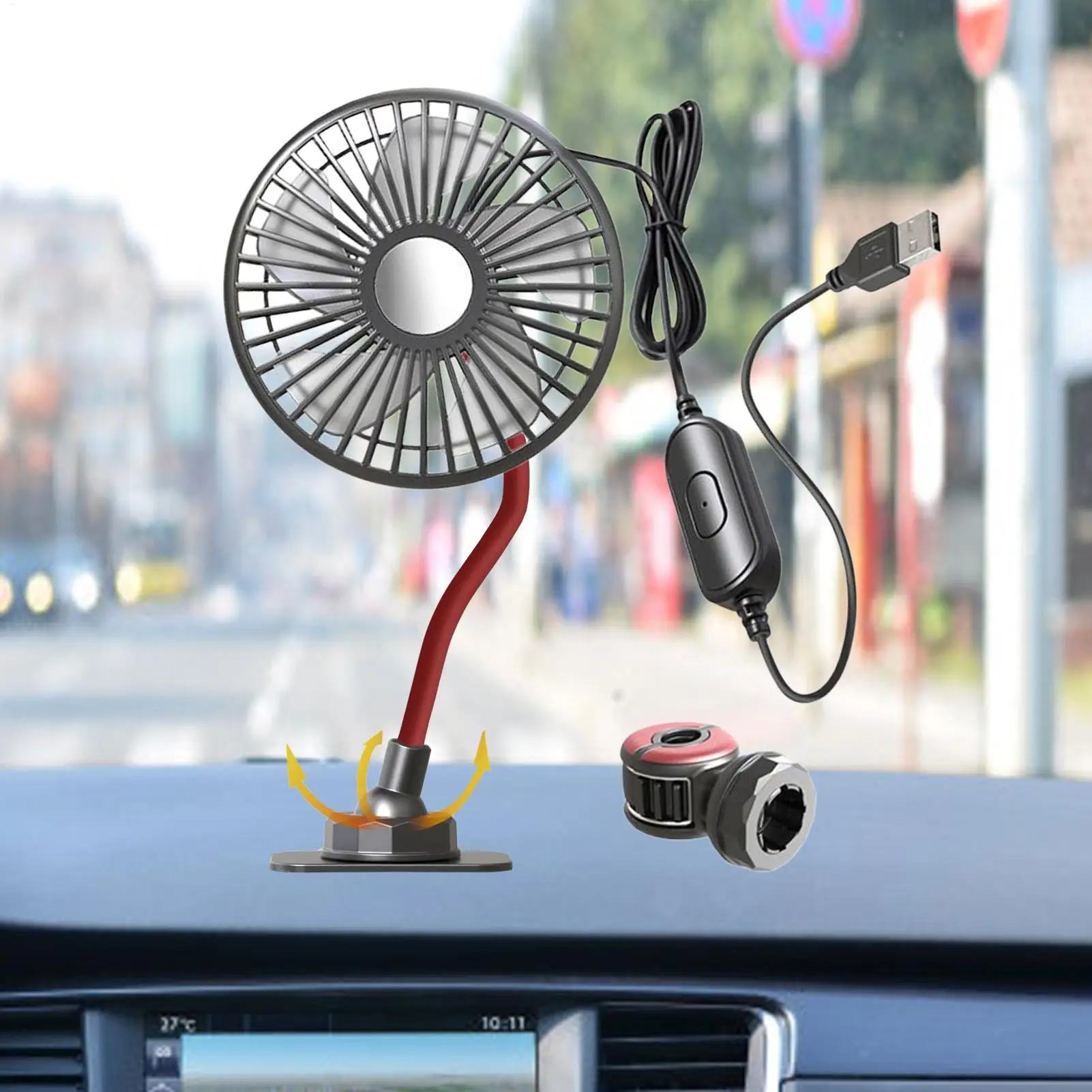 Portable Fan For Car 3 Speeds Powerful Car Fan For Driver Powerful USB Cooler Gadgets Enhance Air Circulation For Truck Golf
