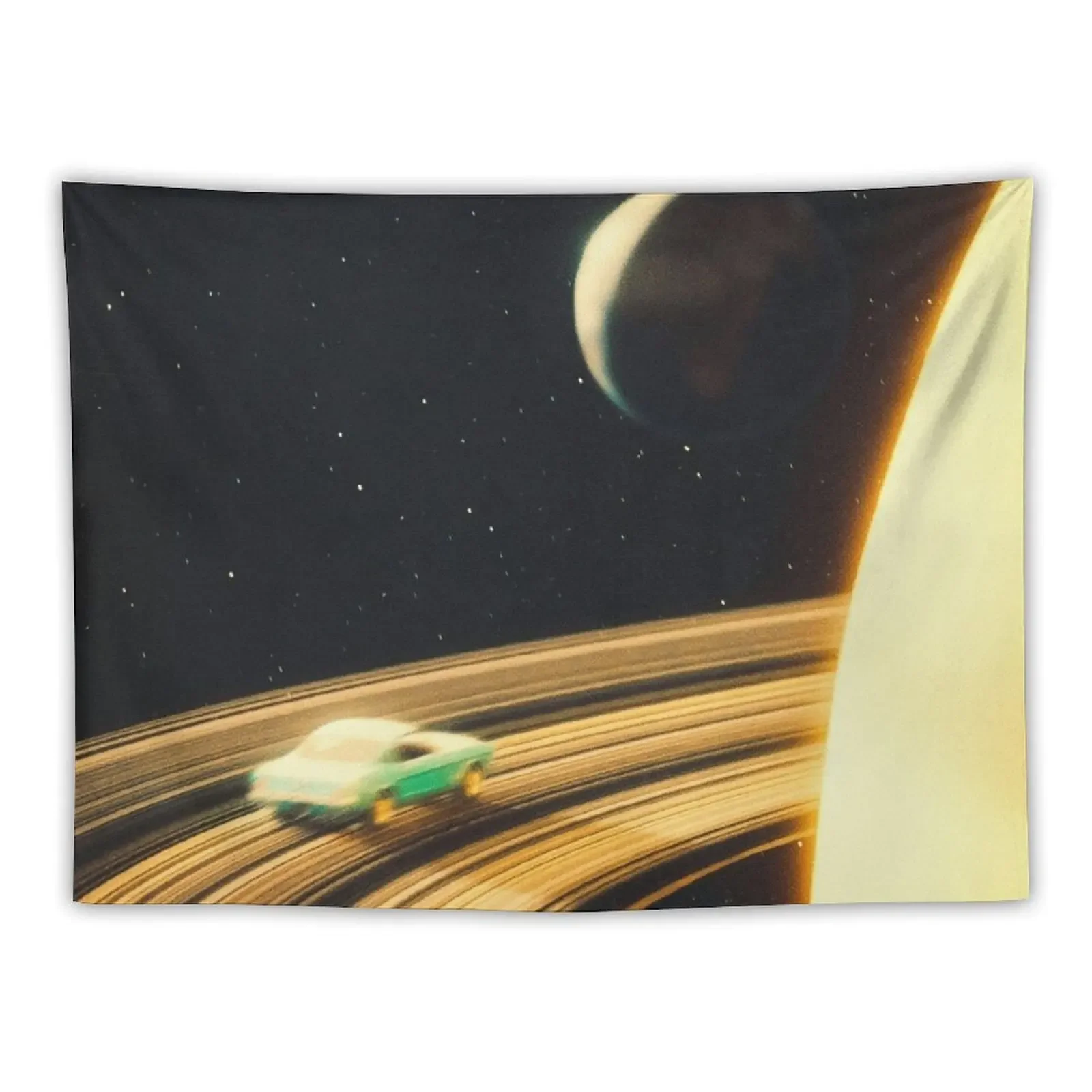 

Saturn Highway - Retro-Futuristic Collage Artwork Design Adventure and Exploration Tapestry Wall Decor Hanging Tapestry