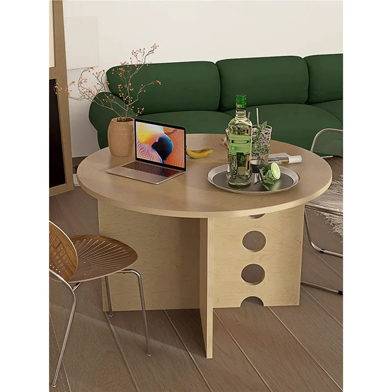 Birch ocean board dining table household small apartment modern simple light luxury round table round table medium ancient style