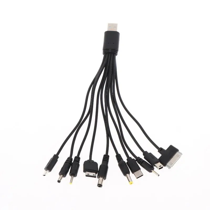 1Pcs 20cm Usb Power Charging Cable Wire Cord For Phone Universal 10 In 1 Micro USB DC Mobile Phone Charger Adapter Plug
