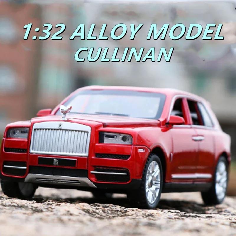 

Литая под давлением модель автомобиля Rolls Royce Cullinan в масштабе 1:32, металлическая модель, звук и свет, откатный внедорожник, 7 дверей, можно открыть, для детей, подарки, игрушки