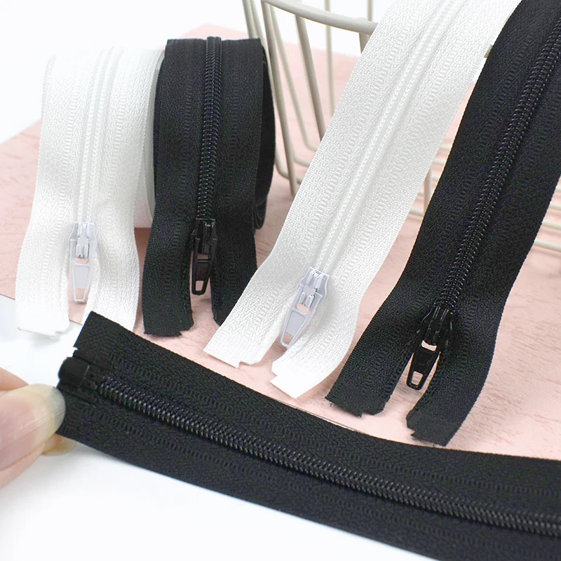 5/10Pcs 3# Nylon Zipper 40-300cm Black White Separable Zippers Jacket Coat Sewing Zip Repair Kits Apparel Closure Split Zips