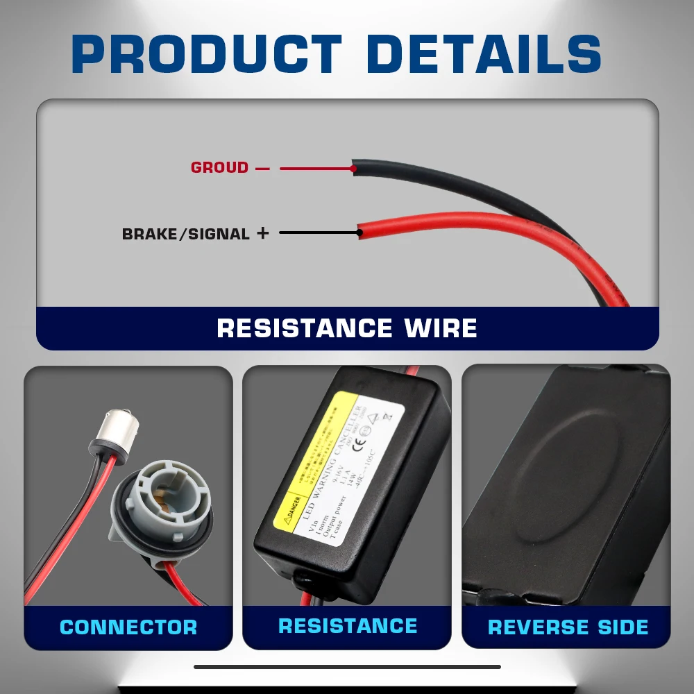 Erro Free Car Load Resistor, Canbus, Cancelador de Aviso, Anti Flicker, Luz LED, Decodificador, BA15S, 1156, 1157, PY21W, 7443, 7440, 1Pc