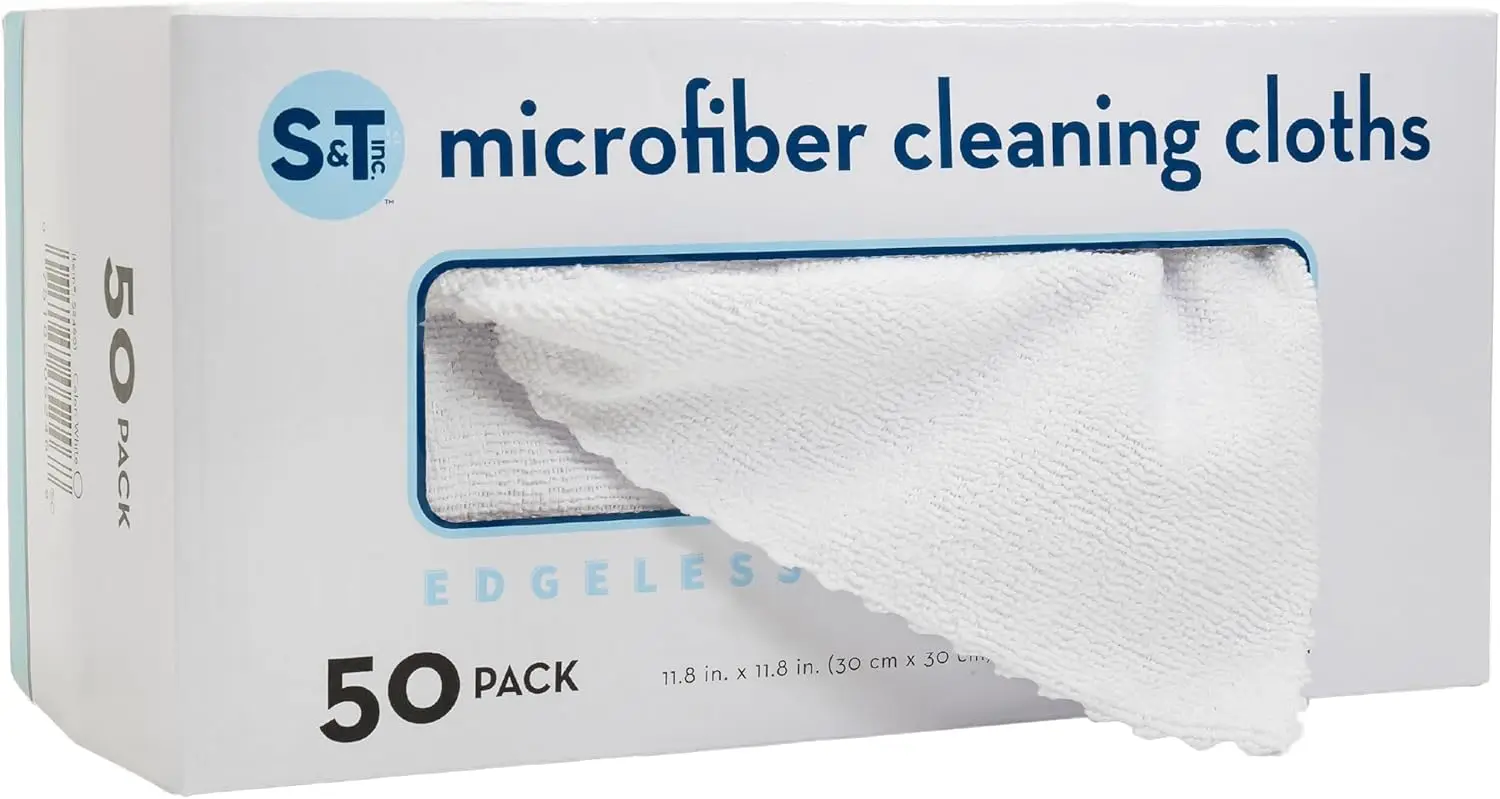

50 Pack Microfiber Cleaning Cloths, Bulk Towels for Home & Cars, Reusable Rags, White 190gsm, 11.8x11.8 Inches