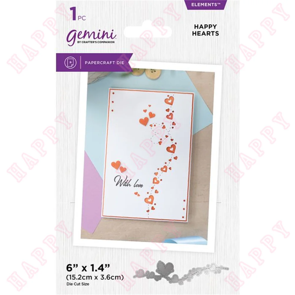 

New Metal Cutting Dies Happy Hearts Decoration For DIY Scrapbooking Diary Album Paper Craft Template Card Embossing Handcraft