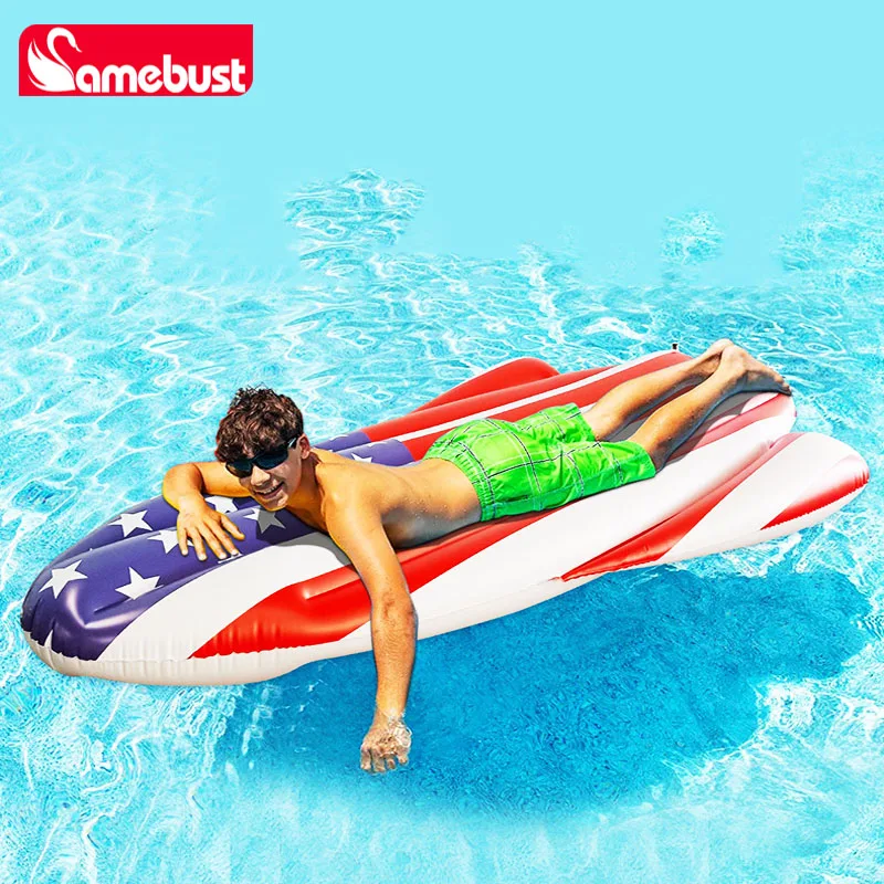 Camebust Inflatable PVC Floating Row Swimming Pool Mattress USA flag Pool Mat Floats Raft Lounge air Mat