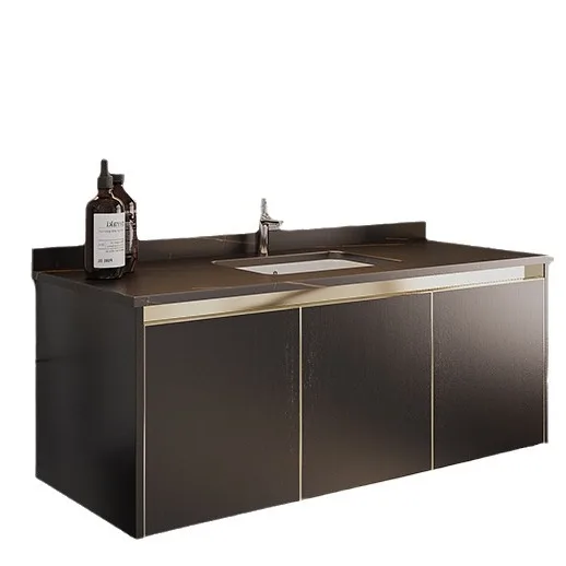 

Встроенная раковина из каменной плиты, шкаф для ванной комнаты из нержавеющей стали, современный умывальник для ванной комнаты