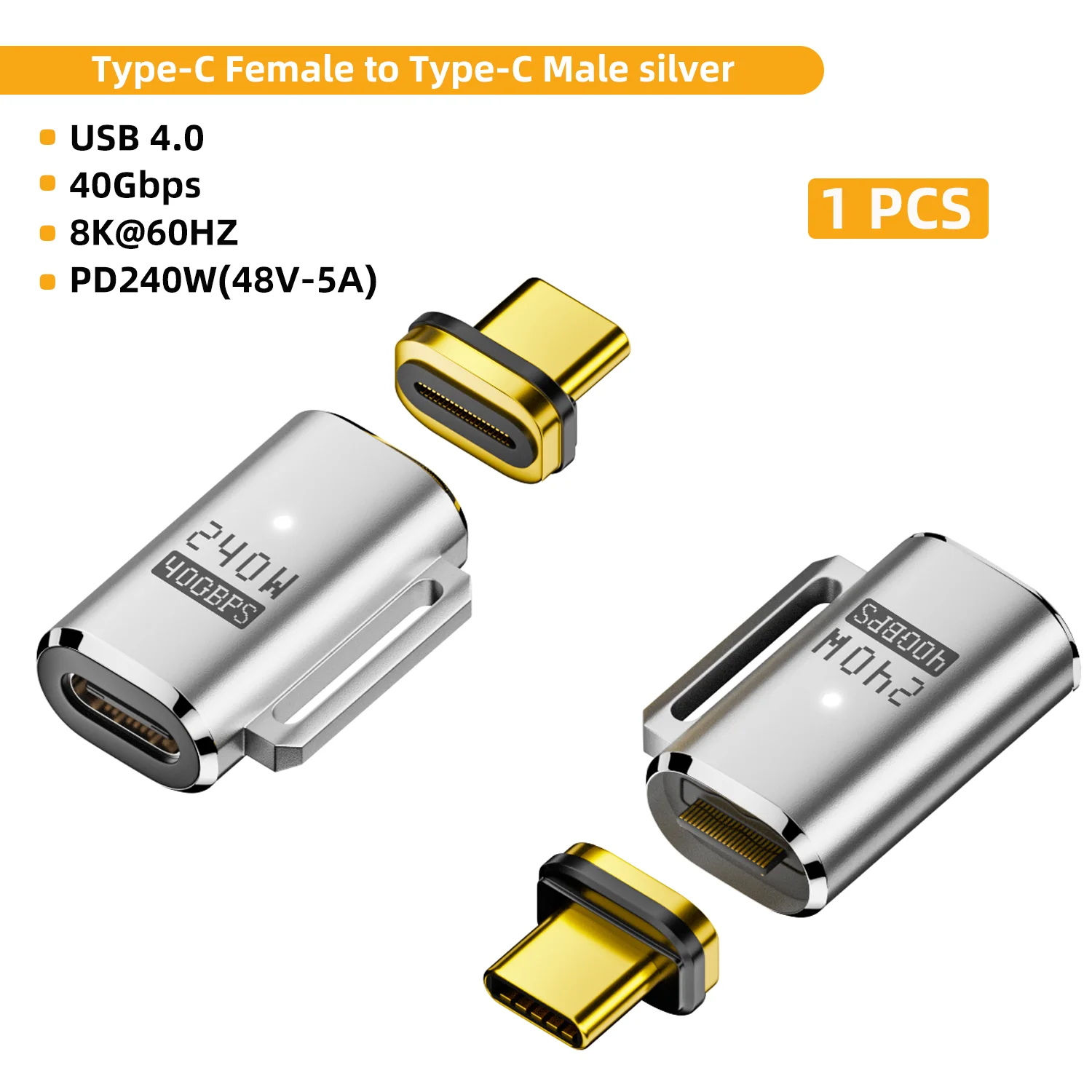 USB4 40Gbps 240W Magnetic Type-C Adapter Fast Charging 8K@60Hz for MacBook Laptop Tablet Office