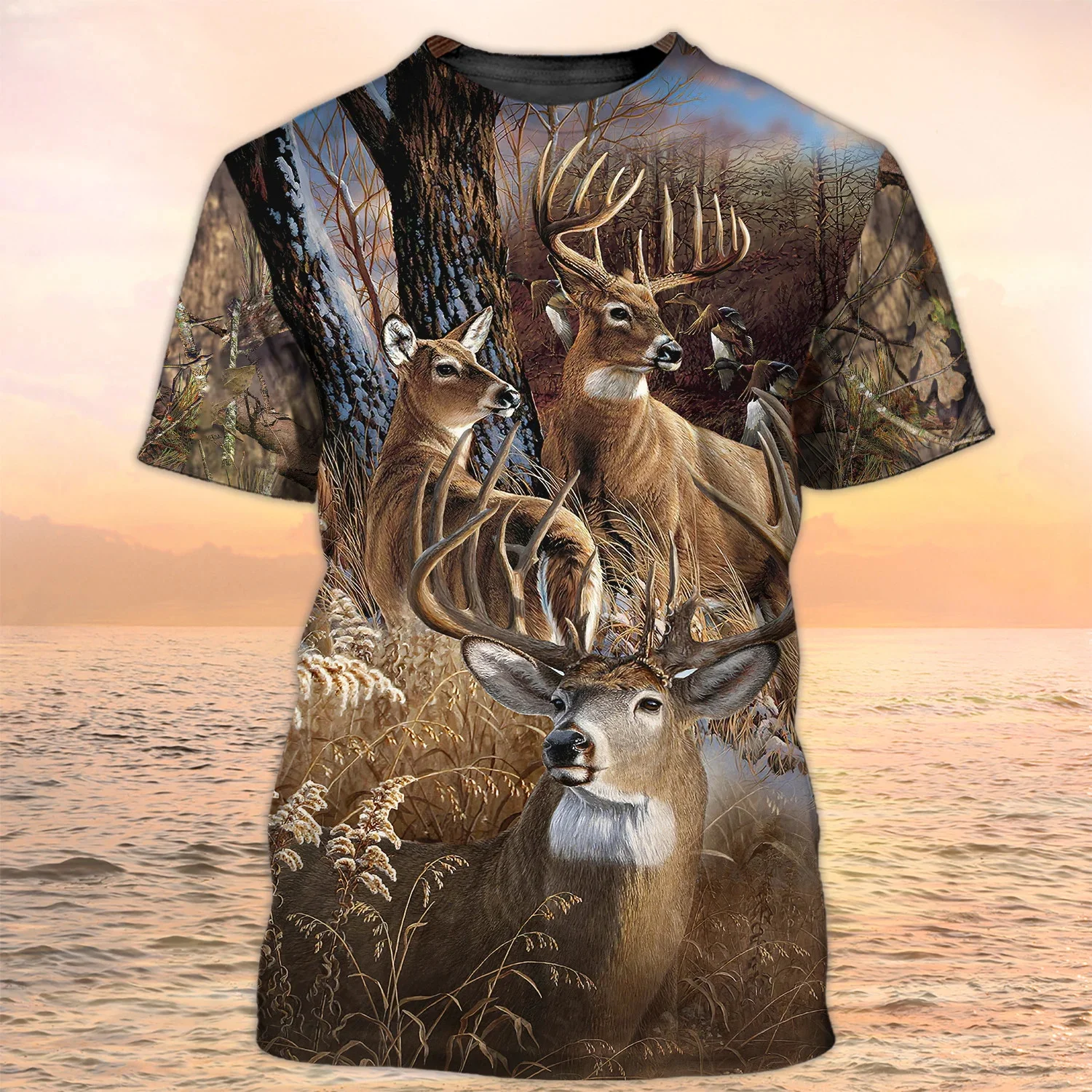 Casual Hunting Deer Camo 3D All Over Printed Men\'s t shirt Summer style Casual Unisex street T-shirt Deer Hunter