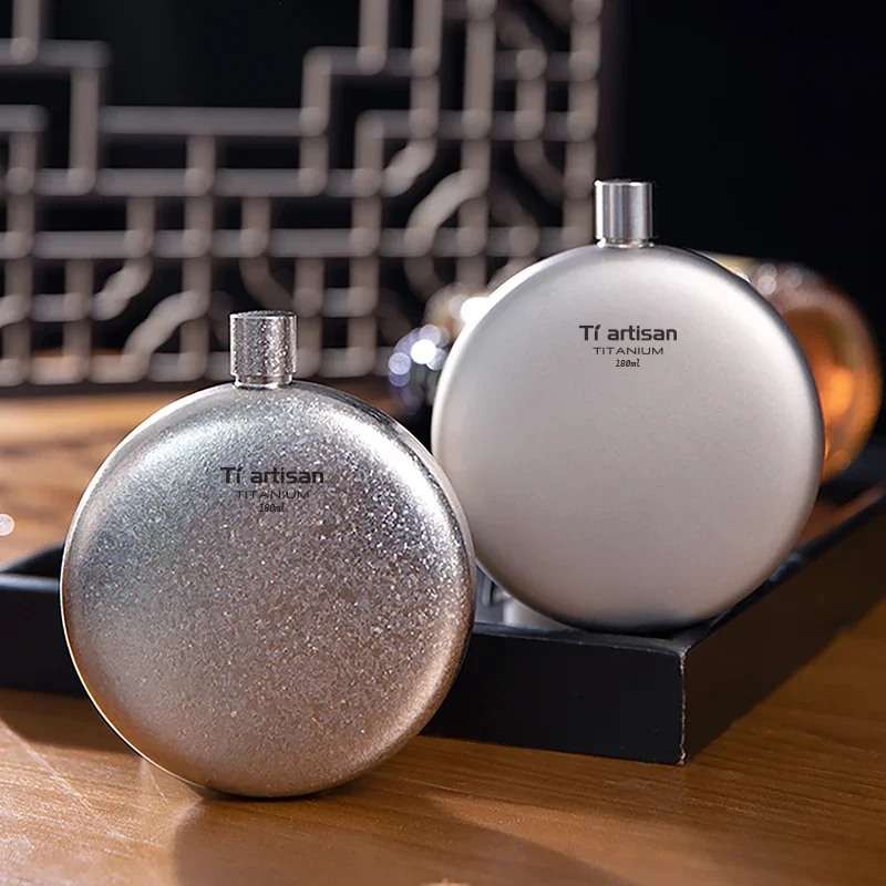 

Tiartisan 180ml Titanium Durable Wine Flask with Funnel Outdoor Camping Hiking Mini Portable Alcohol Whisky Bottle