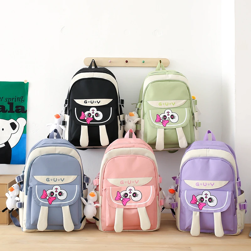 

5 Pcs Sets Kids Backpack Children's School Backpack cute rabbit Women's Backpack Bookbag School Bags For Teens Girls mochilas