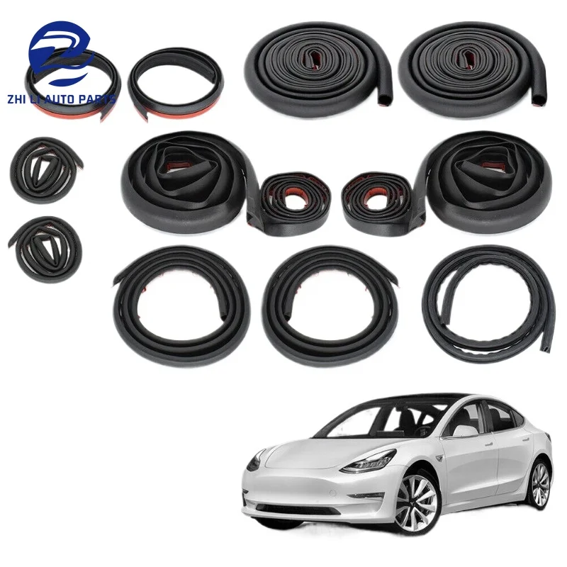 Car Door Seal Strip Kit Rubber Noise-Insulation Weatherstrip For Tesla Model Y/3