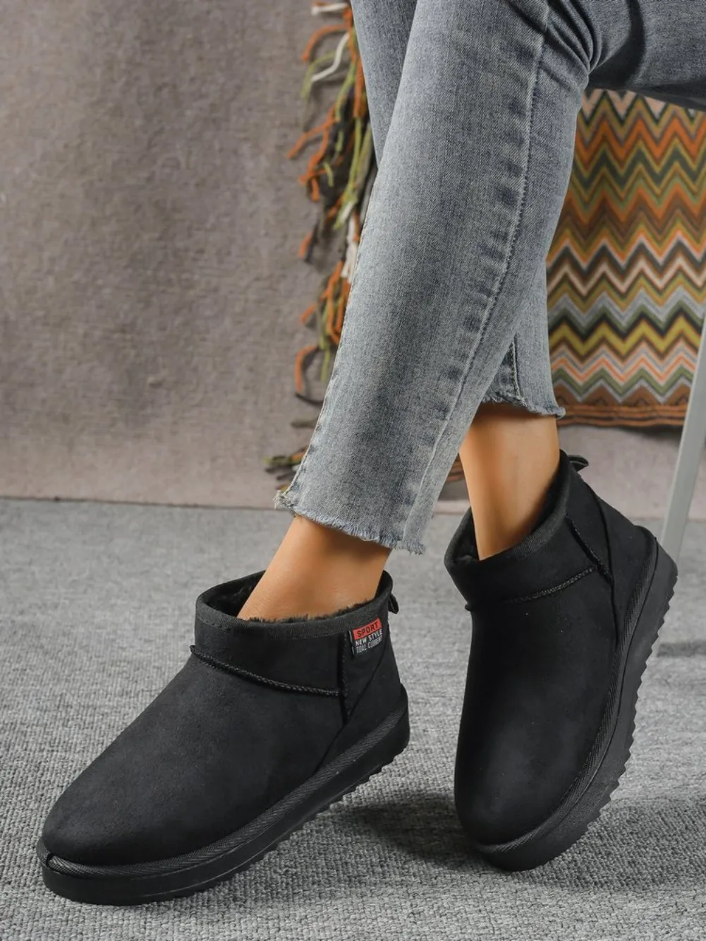 Winter Rundkopf Sexy Bequeme Warme Lässige Wanderstiefel Modische Neue Wildleder Dicksohlige Übergrößen Schneestiefel für Damen – Detail 10