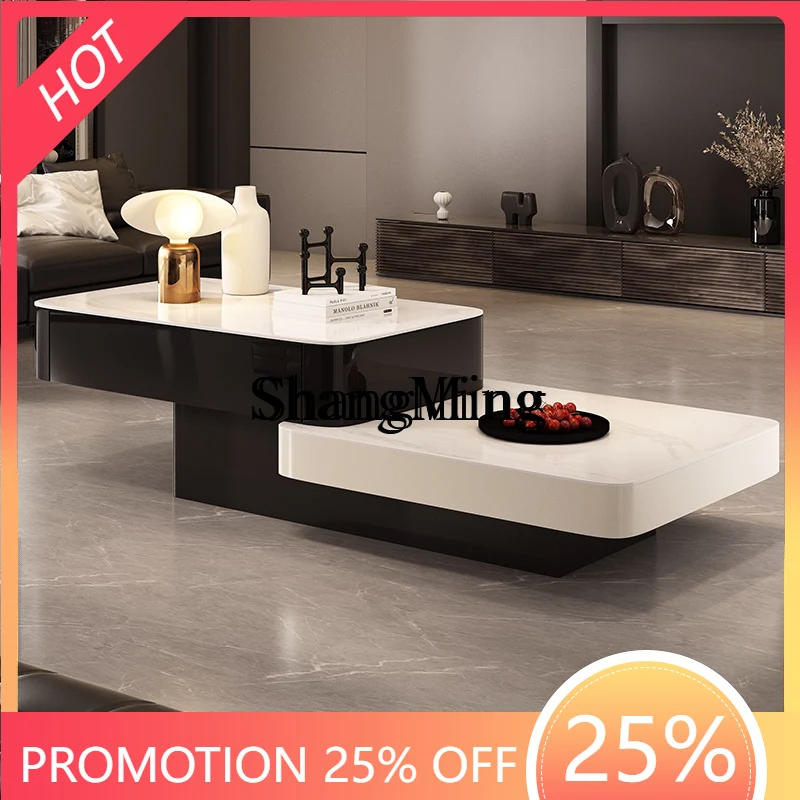 

SM new black and white coffee table high and low combination living room household size modern high-end splicing tea table