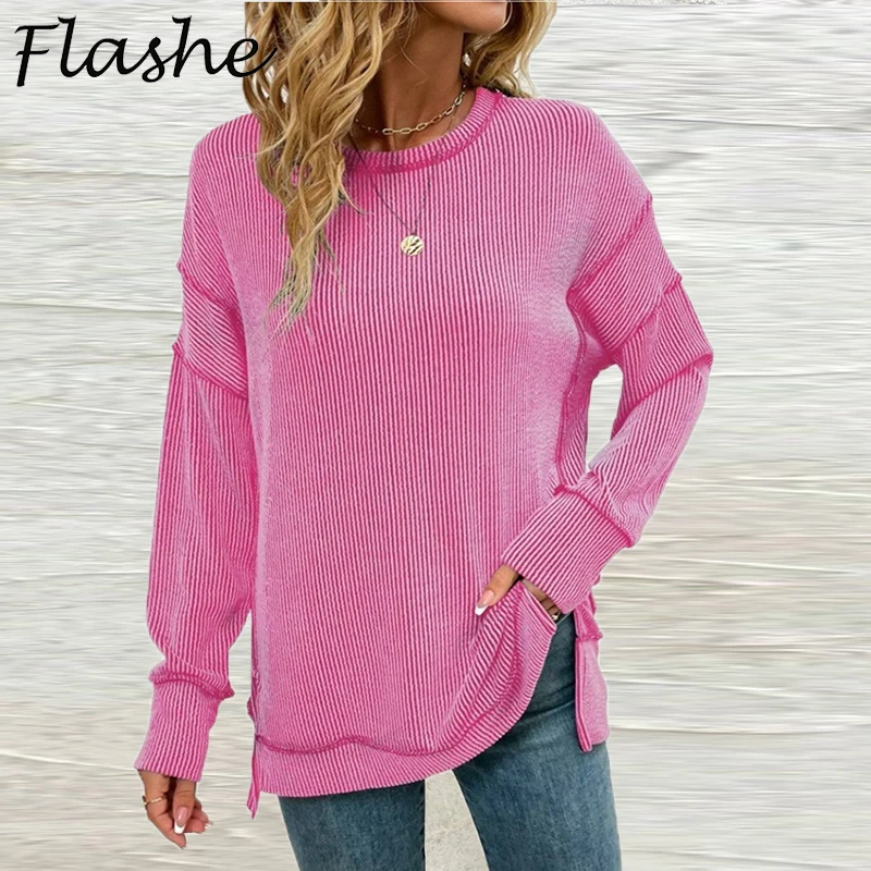 

Elegant Loose Long Sleeve Shirt Women Fashion Casual Loose Top Autumn Winter Sweatshirt Women Pullover Tops